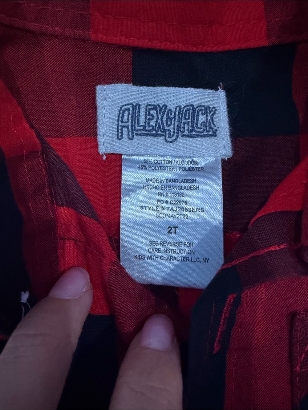 Alex&Jack Red Black Buffalo Plaid Button Shirt with Black Jogger Pants (Size2T) - Picture 6 of 7